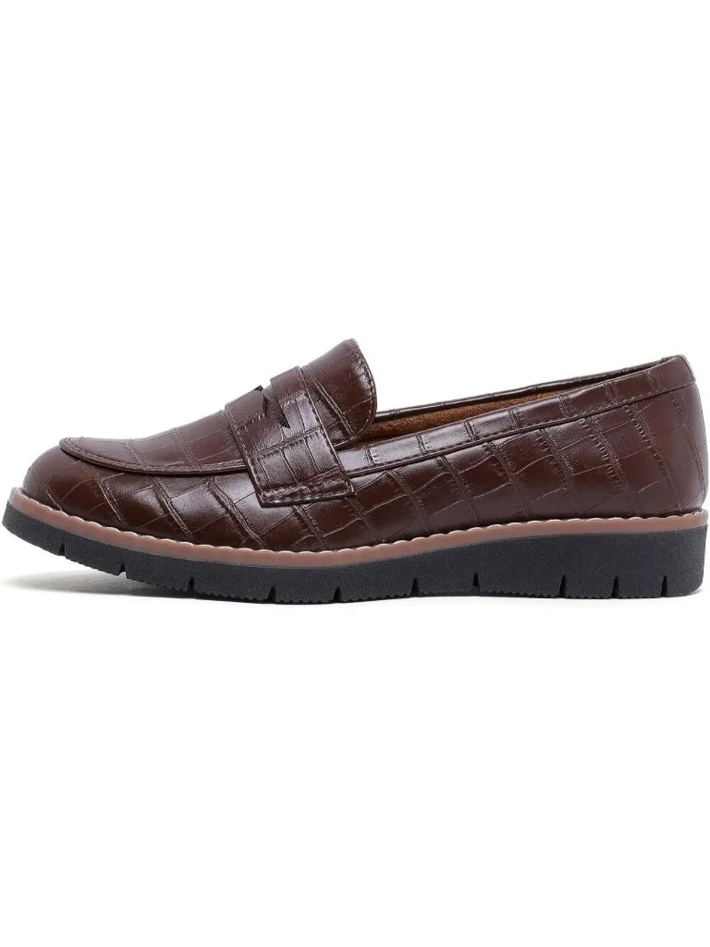 🆕Women's Dark Brown Round Toe Platform Chunky Heeled Loafers Business Shoes